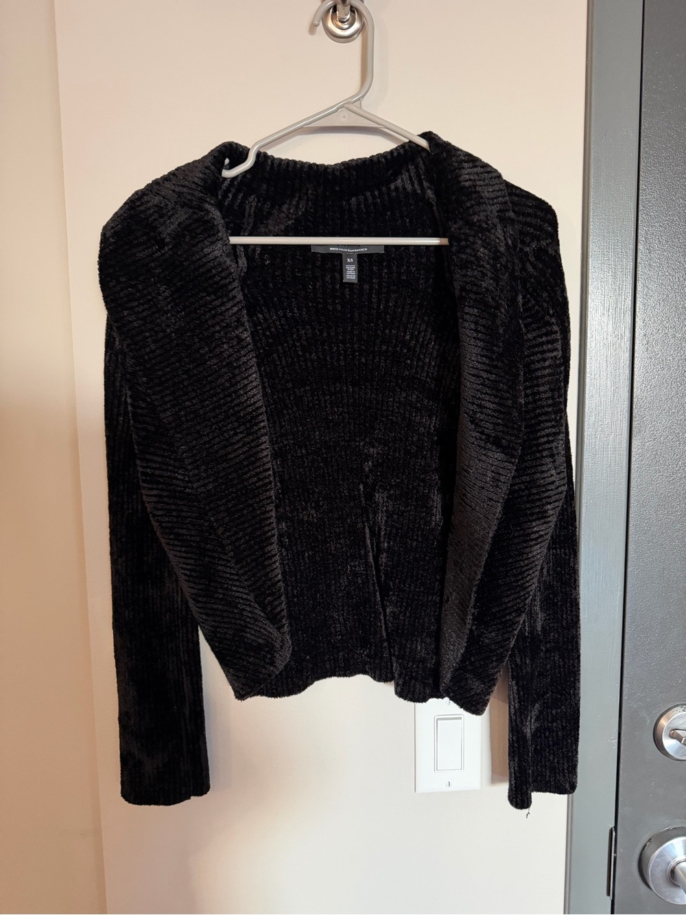 White House Black Market Black Open-Front Chenille Cardigan